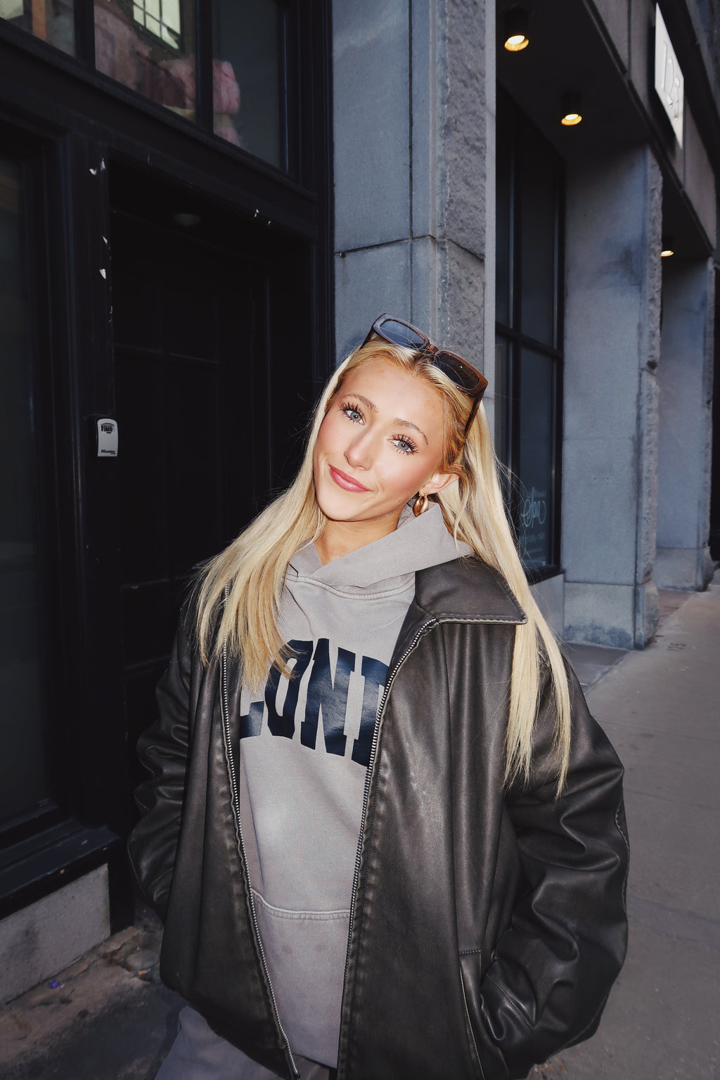 BLONDI varsity grey hoodie